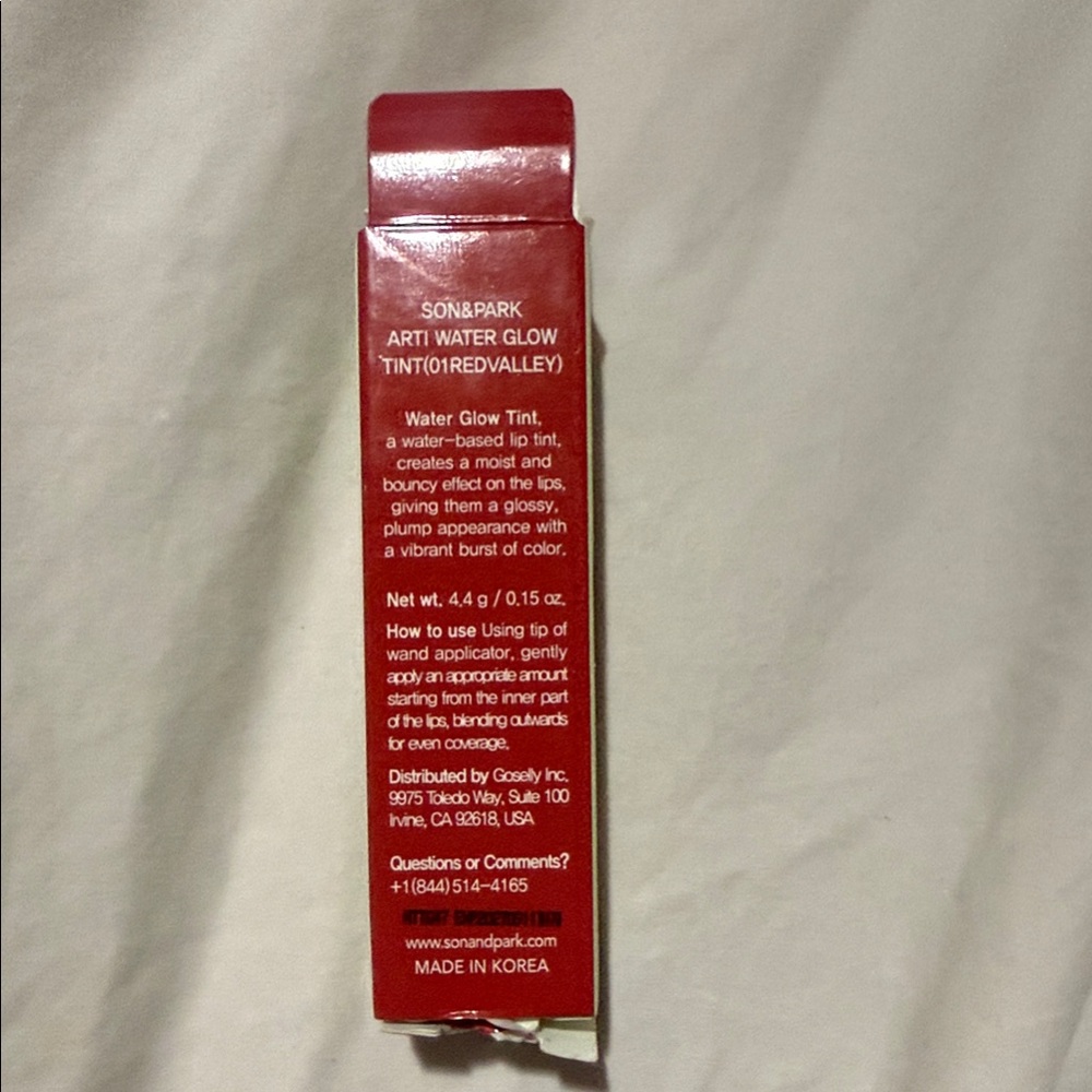 Vegan Korean Son & Park Red Water Glow Tint